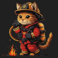 Funny Cat Firefighter Beanie thumb 2