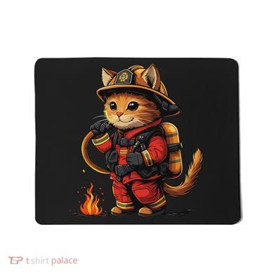 Funny Cat Firefighter Mousepad