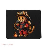 Funny Cat Firefighter Mousepad thumb 0