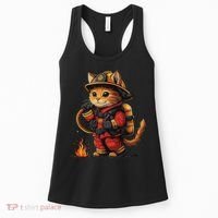 Funny Cat Firefighter Women's Tank Top thumb 0