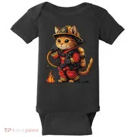 Funny Cat Firefighter Baby Bodysuit thumb 0