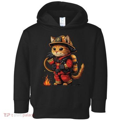 Funny Cat Firefighter Toddler Hoodie
