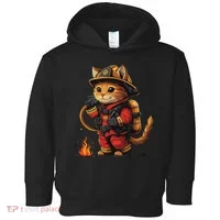 Funny Cat Firefighter Toddler Hoodie thumb 0
