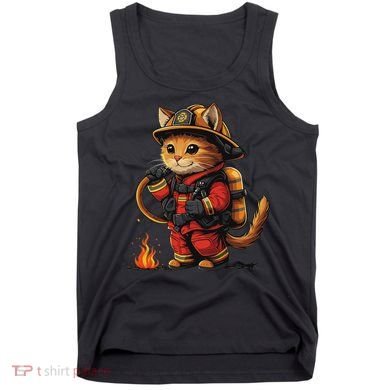 Funny Cat Firefighter Tank Top