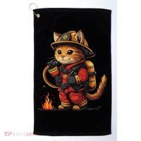 Funny Cat Firefighter Golf Towel thumb 0