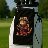 Funny Cat Firefighter Golf Towel thumb 2