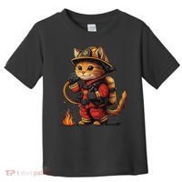 Funny Cat Firefighter Toddler T-Shirt thumb 0