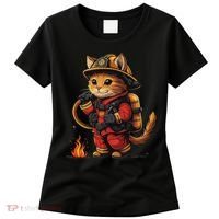 Funny Cat Firefighter Women's T-Shirt thumb 0