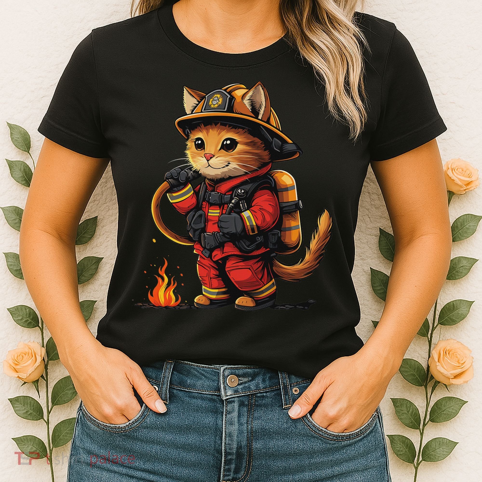 Funny Cat Firefighter Women's T-Shirt