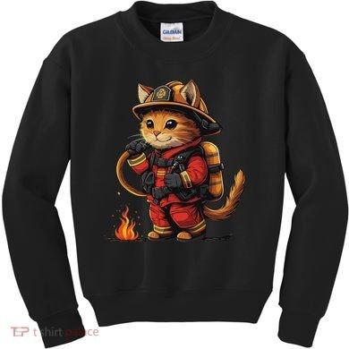 Funny Cat Firefighter Kids Sweatshirt