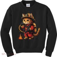 Funny Cat Firefighter Kids Sweatshirt thumb 0