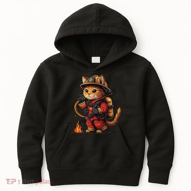 Funny Cat Firefighter Kids Hoodie