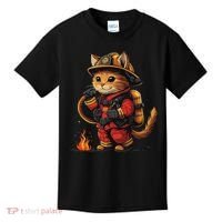 Funny Cat Firefighter Kids T-Shirt thumb 0