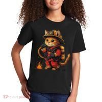 Funny Cat Firefighter Kids T-Shirt thumb 2