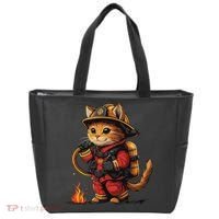 Funny Cat Firefighter Tote Bag thumb 0