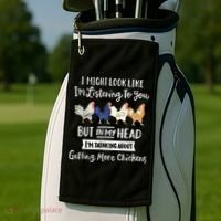 Funny Chicken Farmer Women Men Getting A Lot Chickens Golf Towel thumb 2