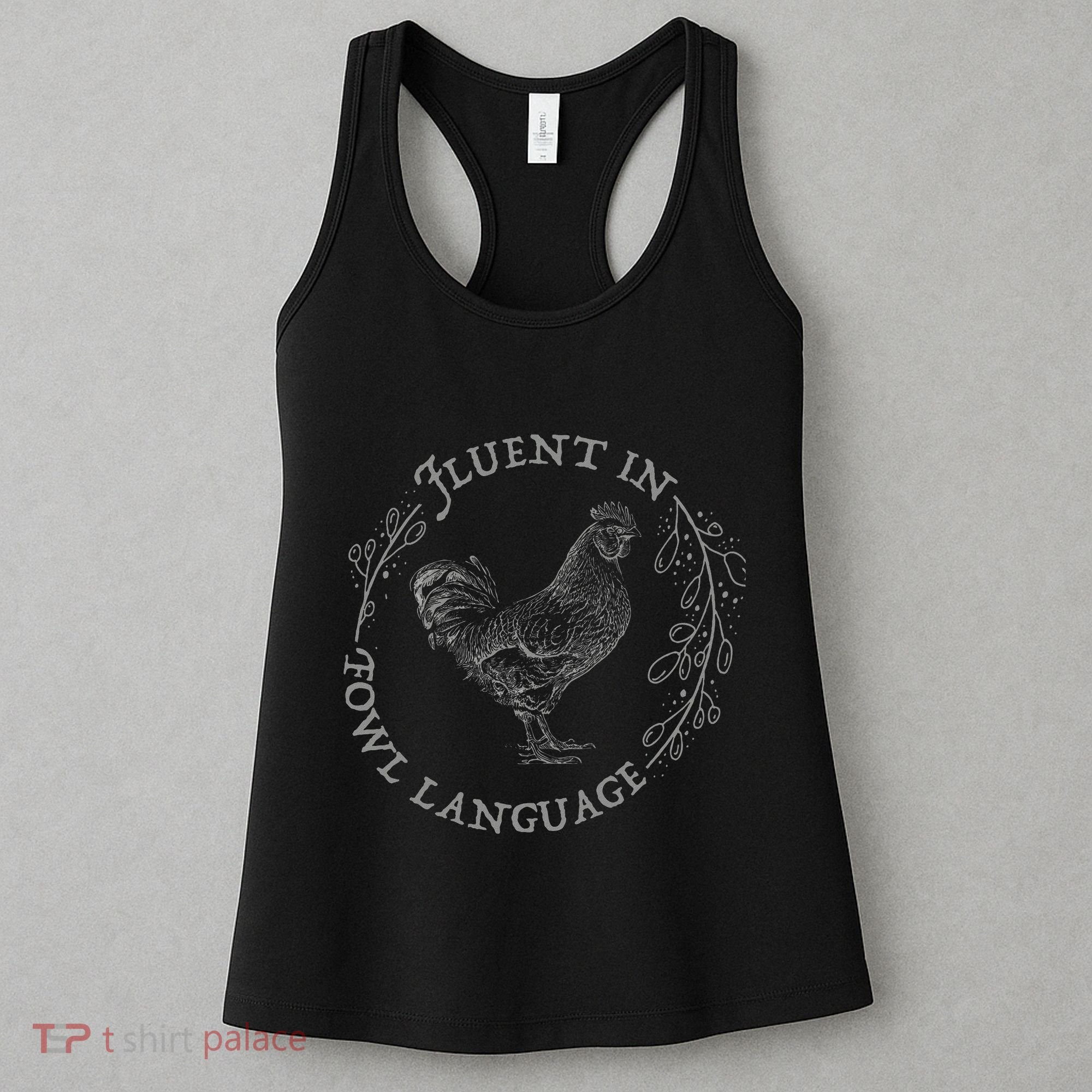 Funny Chicken Fluent In Fowl Language Retro Style Women's Tank Top