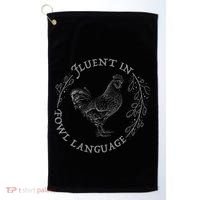Funny Chicken Fluent In Fowl Language Retro Style Golf Towel thumb 0
