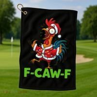 Funny Christmas  F CAW F Chicken Rooster Golf Towel thumb 1