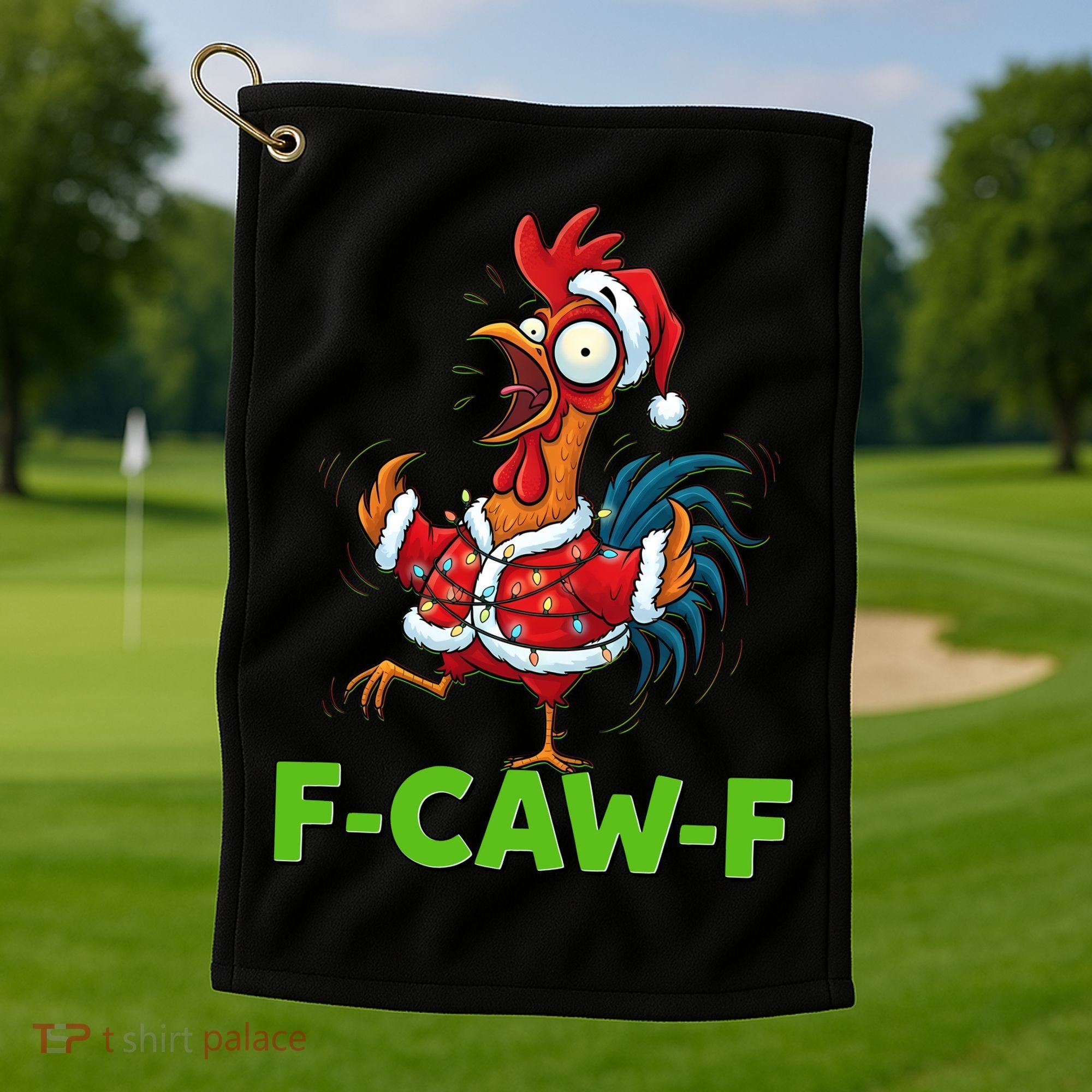 Funny Christmas  F CAW F Chicken Rooster Golf Towel