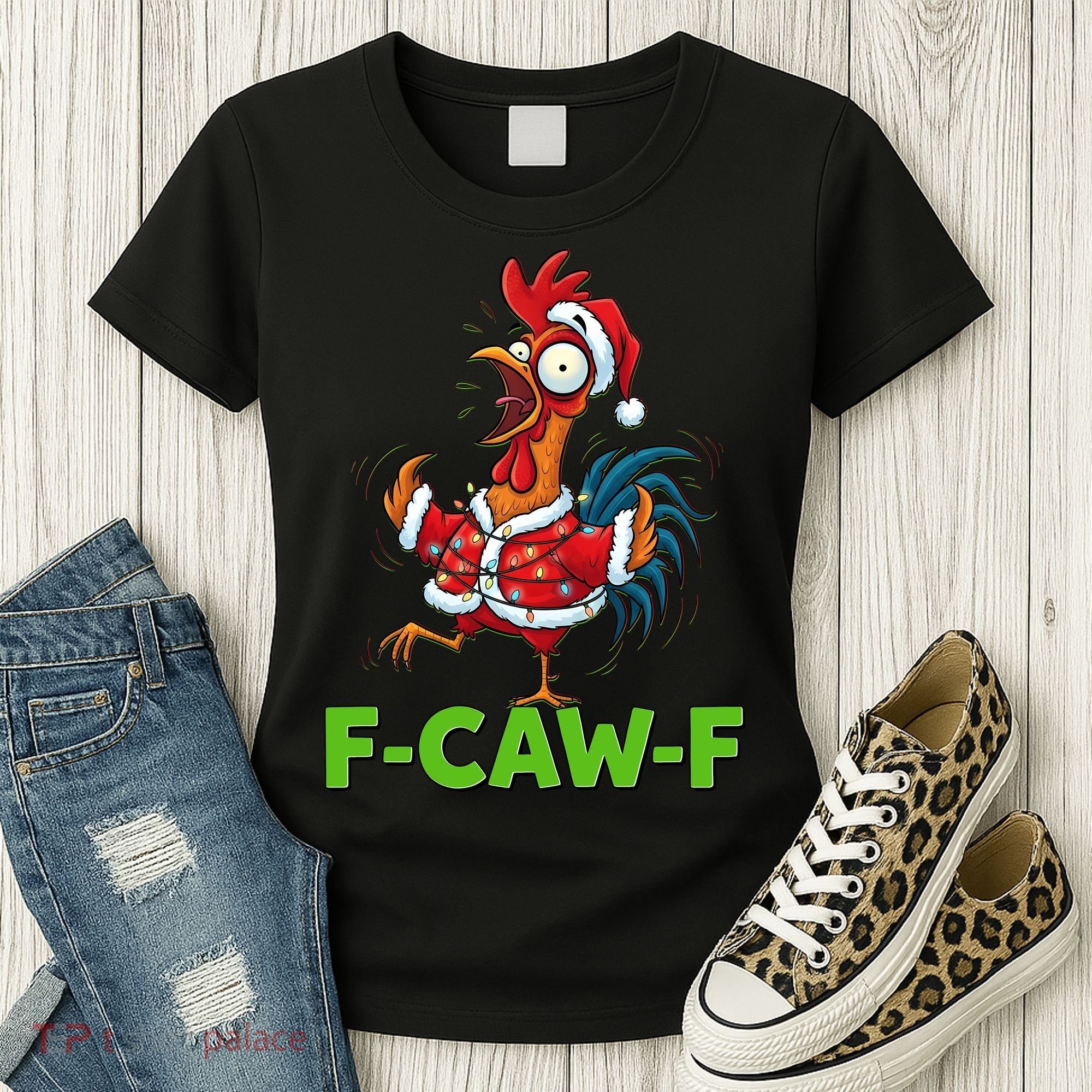 Funny Christmas  F CAW F Chicken Rooster Women's T-Shirt