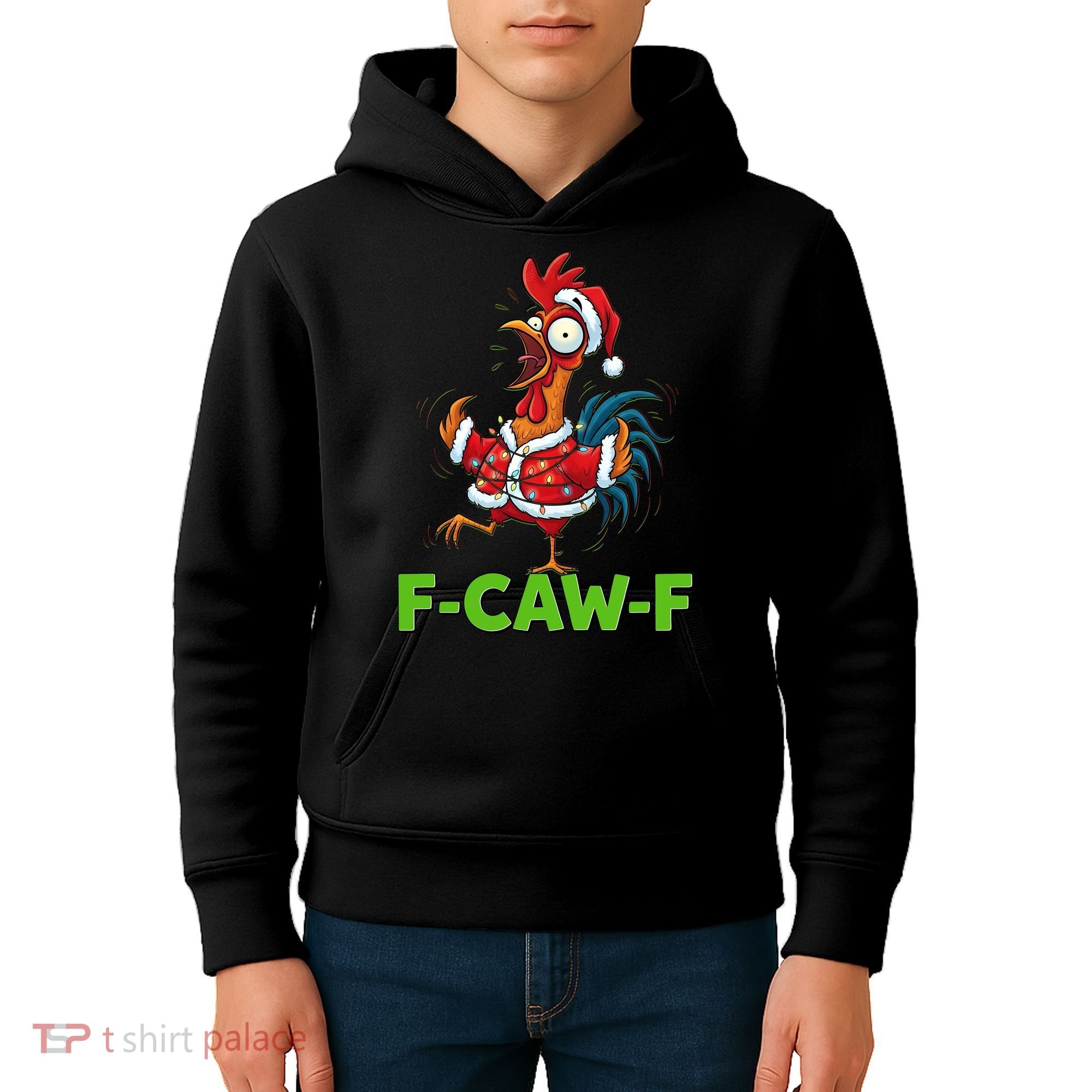Funny Christmas  F CAW F Chicken Rooster Kids Hoodie