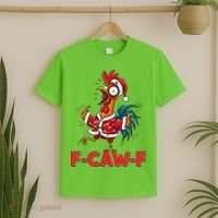 Funny Christmas  F CAW F Chicken Rooster T-Shirt thumb 2