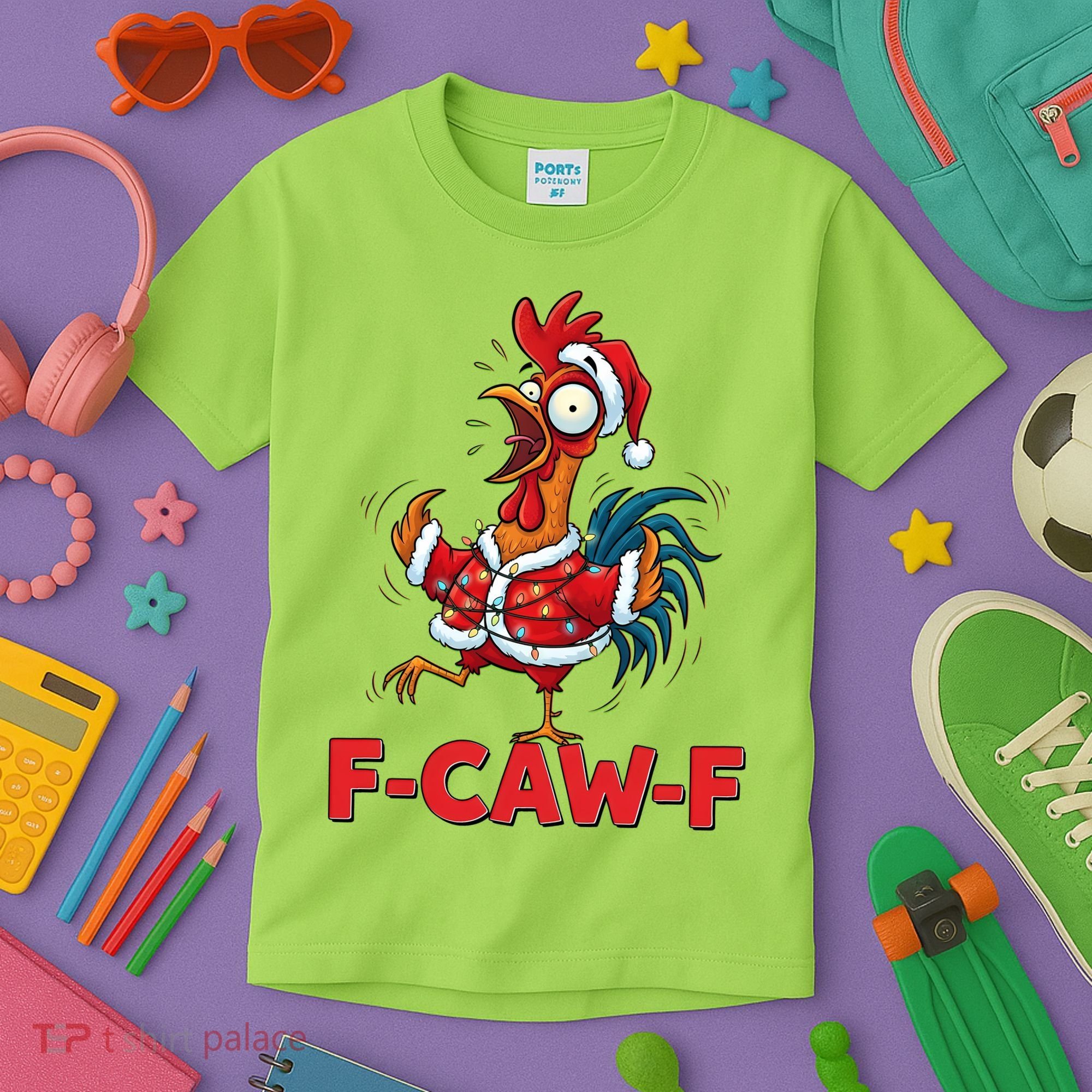 Funny Christmas  F CAW F Chicken Rooster Kids T-Shirt