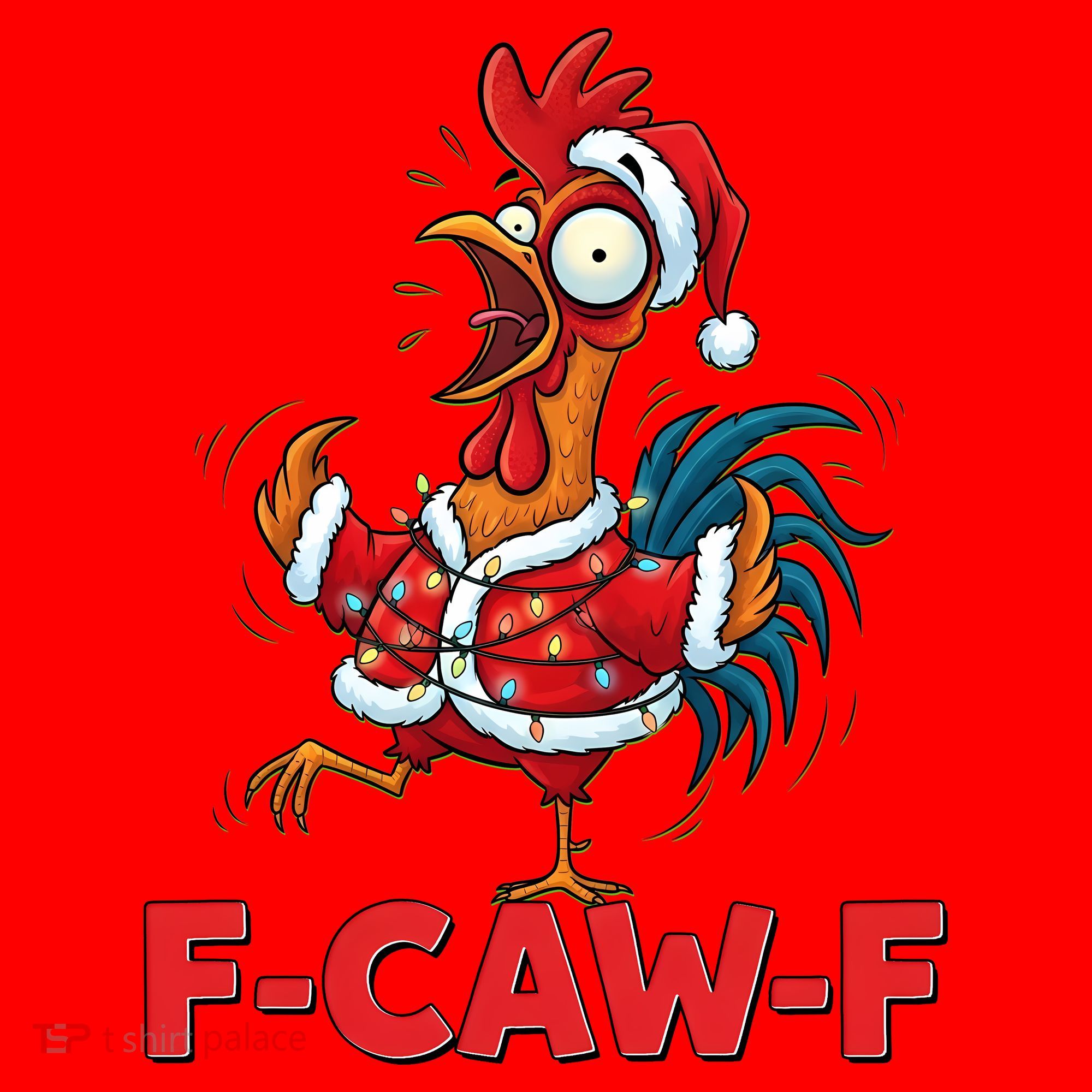 Funny Christmas  F CAW F Chicken Rooster Santa Hat