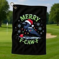 Funny Christmas F CAW F Crow Golf Towel thumb 1