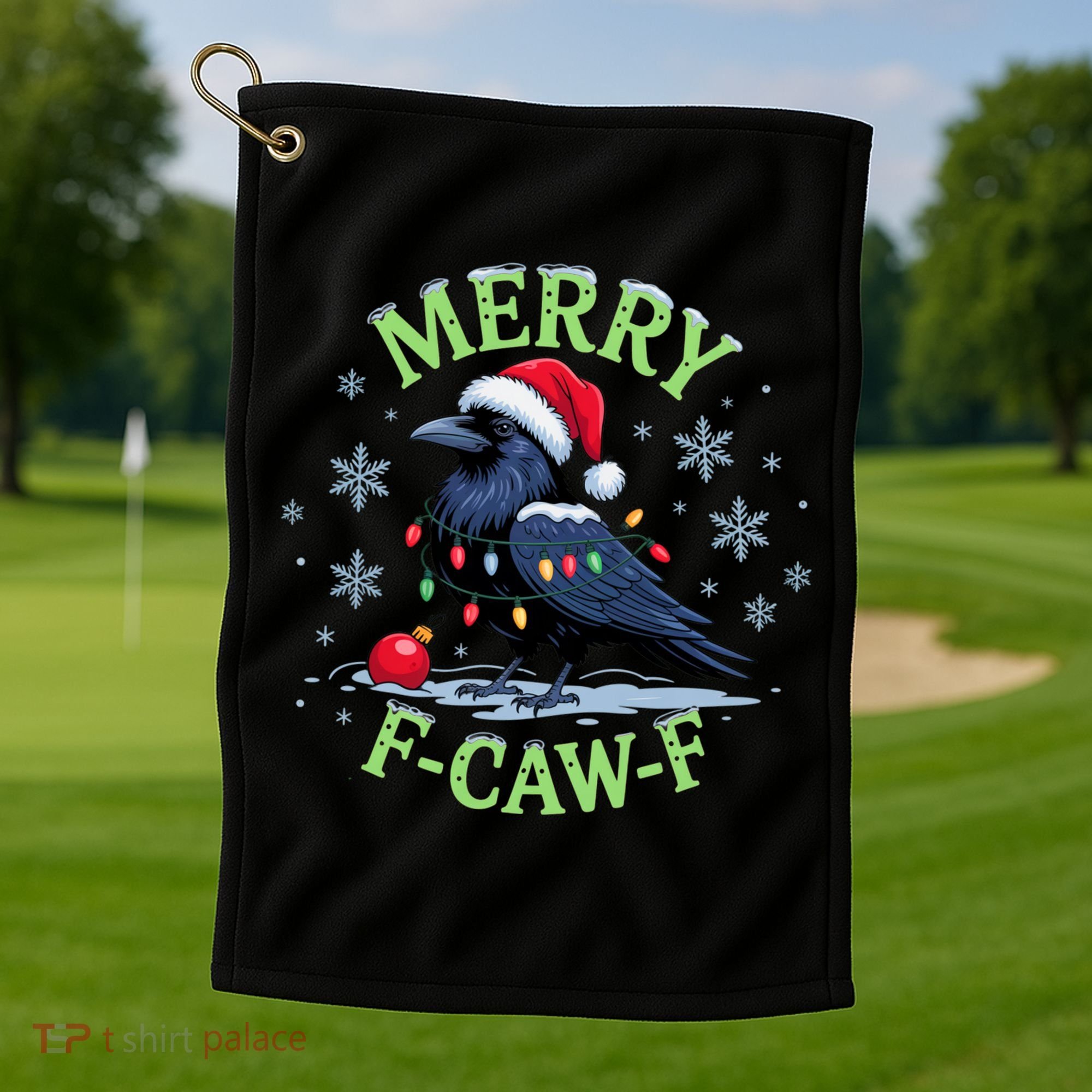 Funny Christmas F CAW F Crow Golf Towel