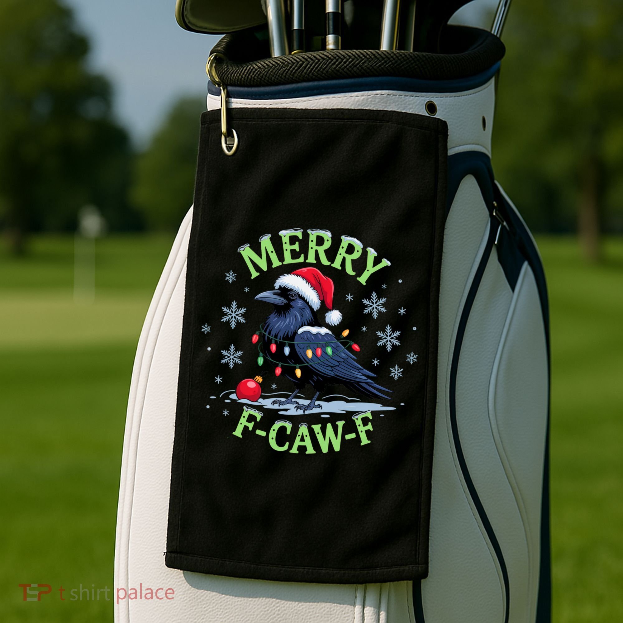 Funny Christmas F CAW F Crow Golf Towel