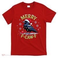 Funny Christmas F CAW F Crow T-Shirt thumb 0