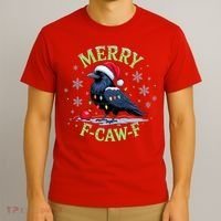 Funny Christmas F CAW F Crow T-Shirt thumb 3