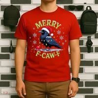 Funny Christmas F CAW F Crow T-Shirt thumb 6