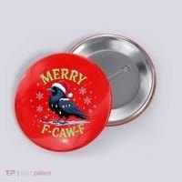 Funny Christmas F CAW F Crow Button thumb 0