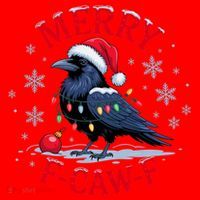 Funny Christmas F CAW F Crow Santa Hat thumb 1