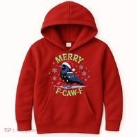 Funny Christmas F CAW F Crow Kids Hoodie thumb 0