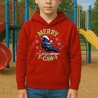 Funny Christmas F CAW F Crow Kids Hoodie thumb 2