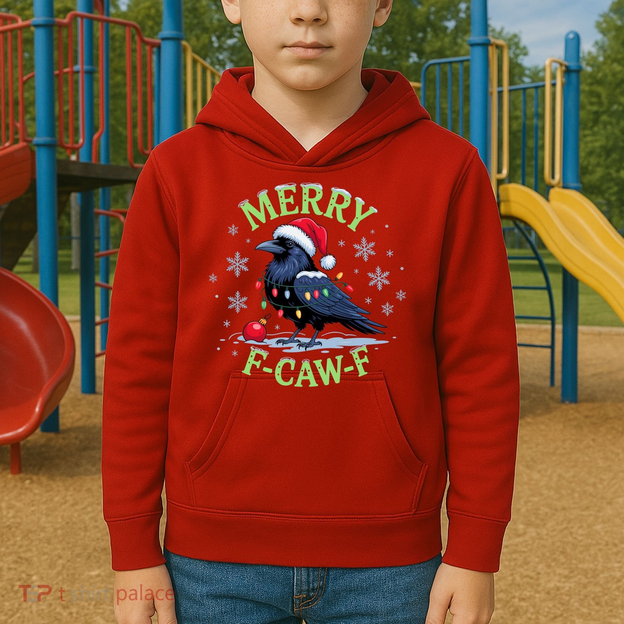 Funny Christmas F CAW F Crow Kids Hoodie