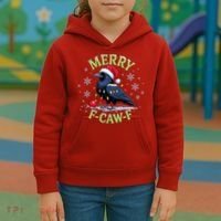 Funny Christmas F CAW F Crow Kids Hoodie thumb 3