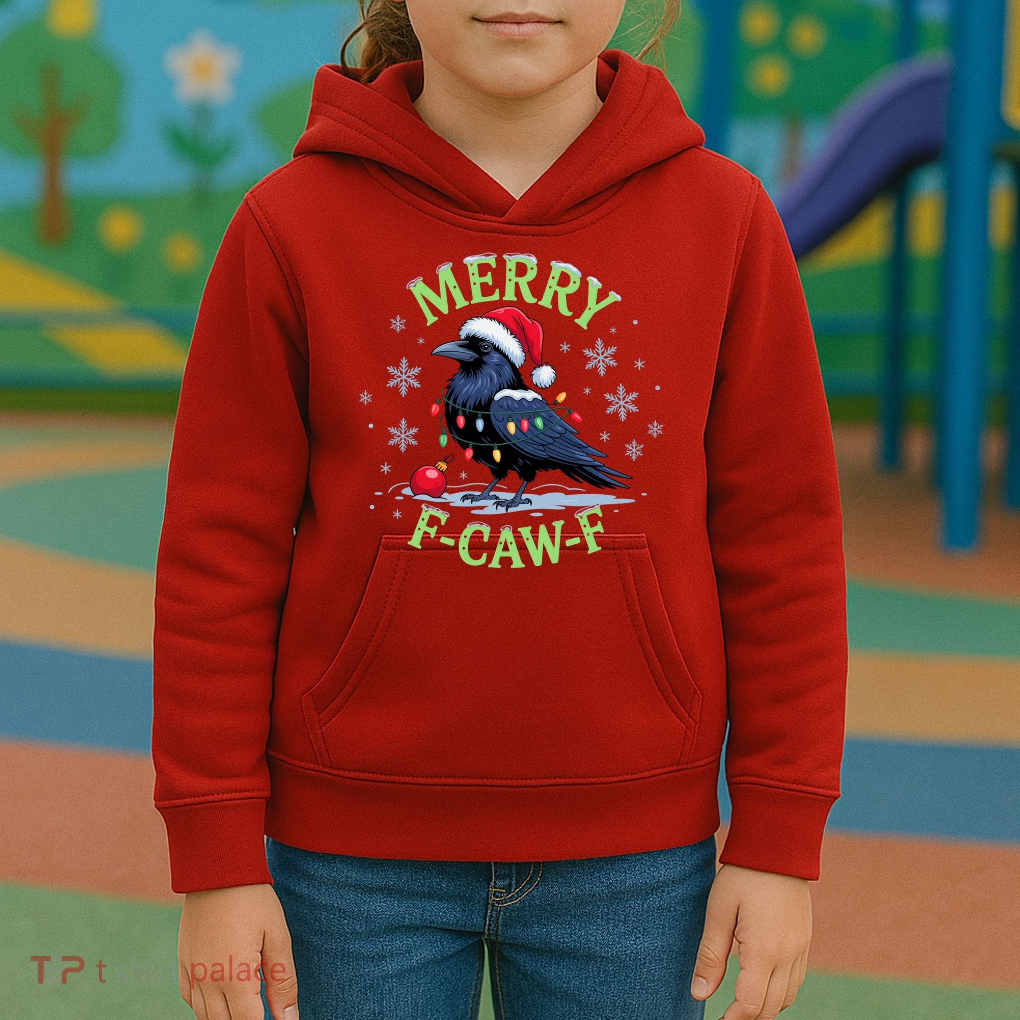 Funny Christmas F CAW F Crow Kids Hoodie