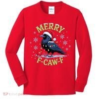 Funny Christmas F CAW F Crow Kids Long Sleeve Shirt thumb 0