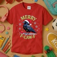 Funny Christmas F CAW F Crow Kids T-Shirt thumb 3