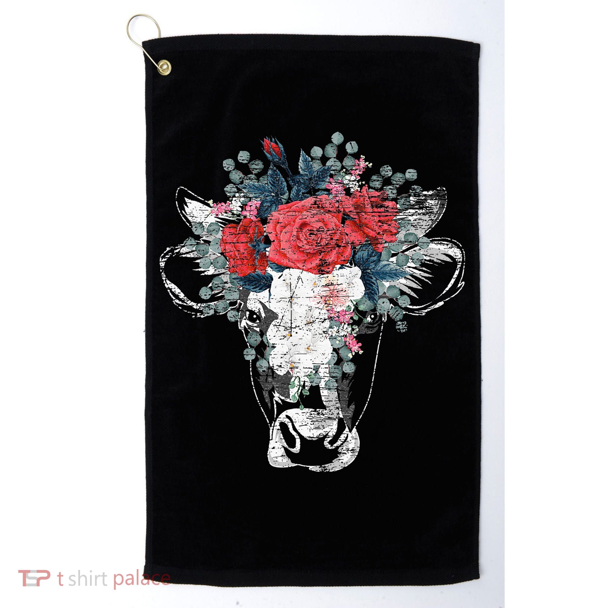 Flower Cow Golf Towel
