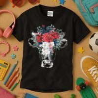 Flower Cow Kids T-Shirt thumb 3