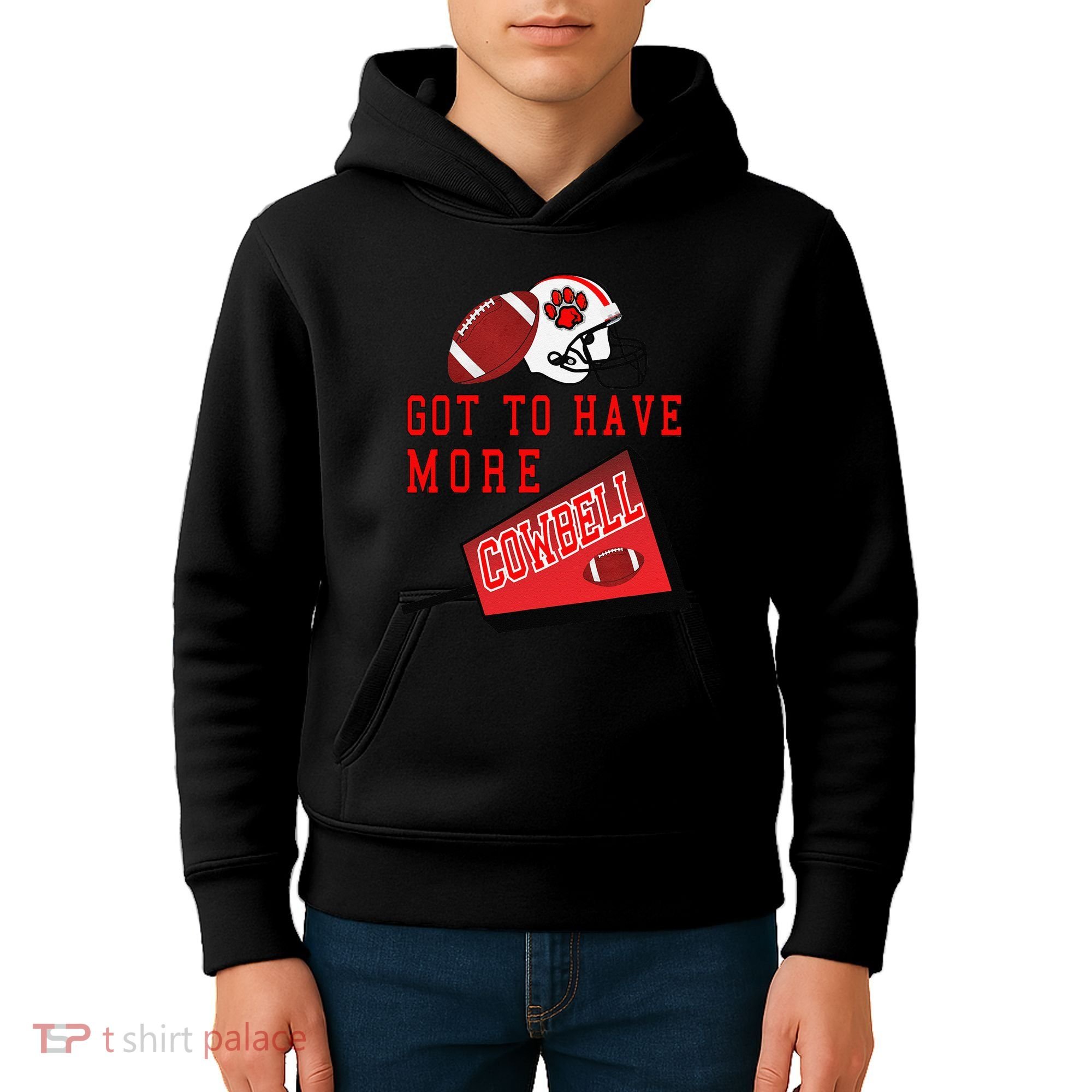 Football Cowbell Kids Hoodie