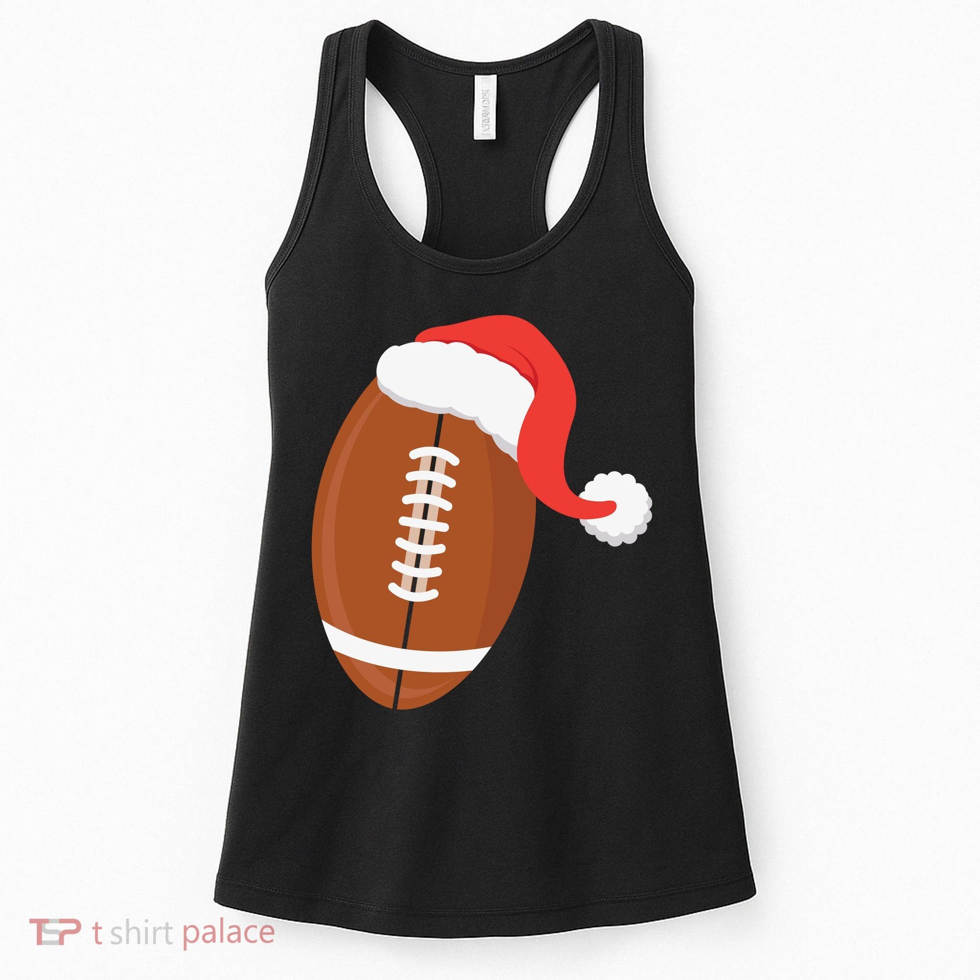 Football Christmas Funny Santa Hat Xmas Sports Holiday Women's Tank Top