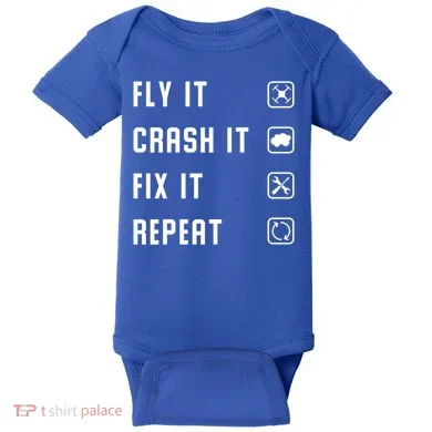 Fly Crash Fix Repeat Drone Pilot Cute Gift Baby Bodysuit