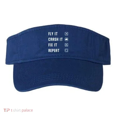 Fly Crash Fix Repeat Drone Pilot Cute Gift Visor